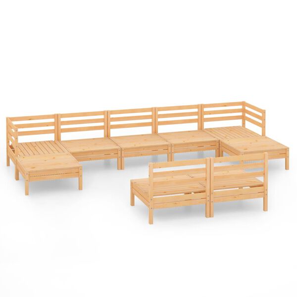 vidaXL Set Salotto da Giardino 9 pz in Legno Massello di Pino