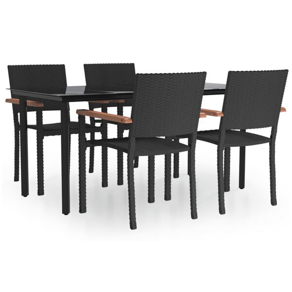 vidaXL Set da Pranzo da Giardino 5 pz Nero in Polyrattan