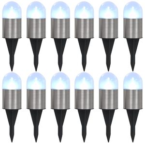 vidaXL Lampade Solari da Terra 12 pz Luci a LED Bianche