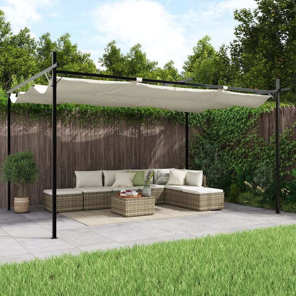 vidaXL Pergola con Tetto Retrattile Crema 395x292x230 cm