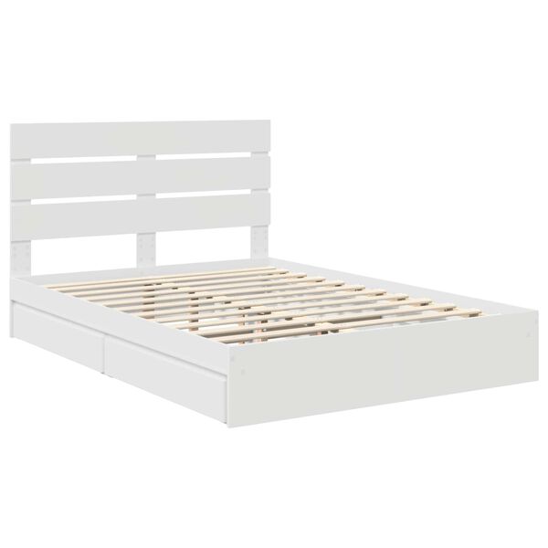 vidaXL Letto con Contenitore Bianco 140 x 190 cm Legno multistrato
