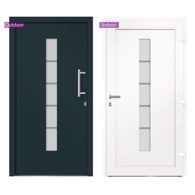 vidaXL Porta d'Ingresso in Alluminio e PVC Antracite 100x210 cm