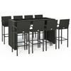 vidaXL Set da Bar da Giardino 9 pz Nero in Polyrattan