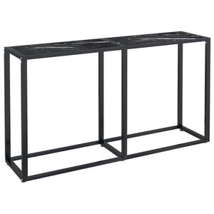 vidaXL Tavolo Consolle Nero Marmo 140x35x75,5 cm in Vetro Temperato