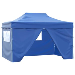 vidaXL Tenda Pieghevole Pop-Up con 4 Pareti Laterali 3x4,5 m Blu
