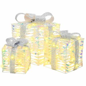 vidaXL Scatola regalo di Natale illuminata 3 pz 150 LED Bianco caldo