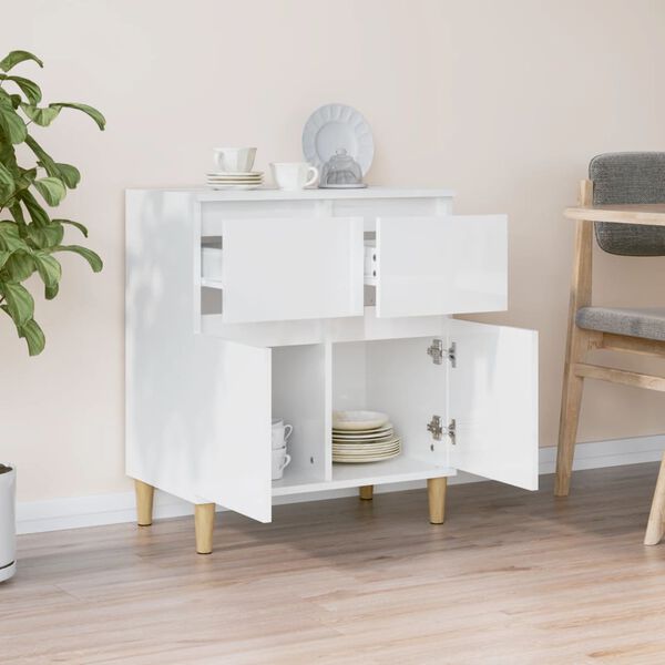 vidaXL Credenza Bianco Lucido 60x35x70 cm in Legno Multistrato