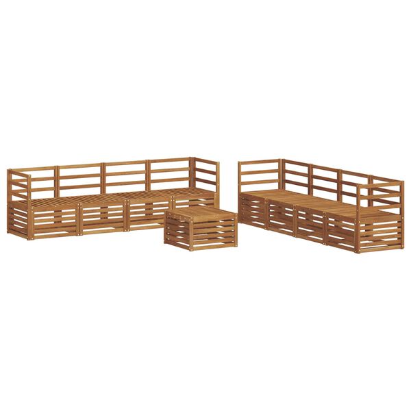 vidaXL Set divani 9 pcs Naturale Legno di Acacia Massello
