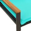 vidaXL panchina con cuscino Nero e Turchese 115 x 65 x 72 cm Rattan