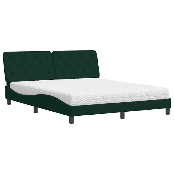 vidaXL Letto con Materasso Verde Scuro 160x200 cm in Velluto