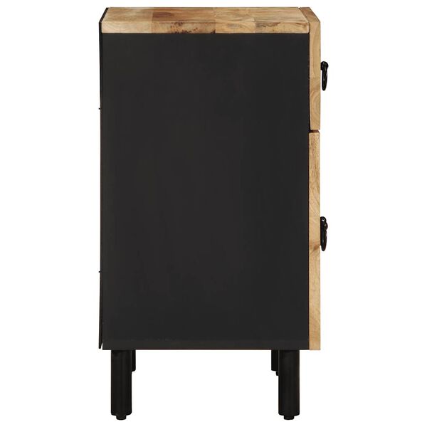 vidaXL Comodino Nero 50x33x60 cm in Legno Massello di Mango Grezzo