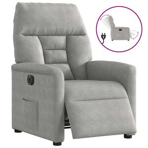 vidaXL Poltrona Reclinabile Elettrica Grigio Chiaro Tessuto Microfibra