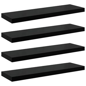 vidaXL Scaffali a Parete 4 pz Nero Lucido 90x23,5x3,8 cm in MDF