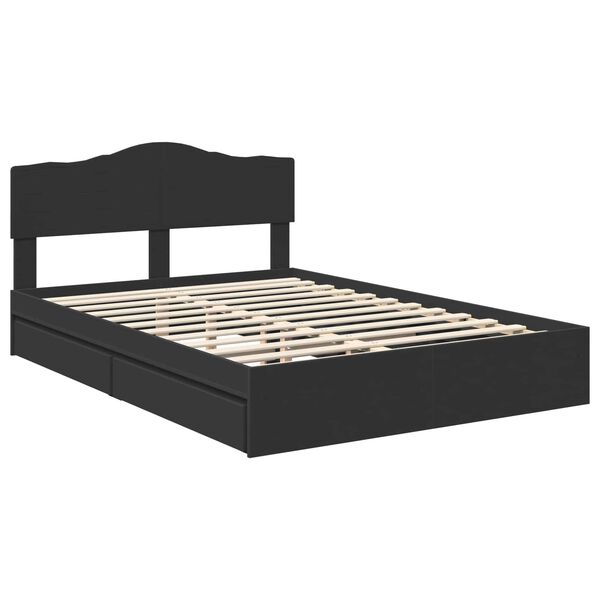 vidaXL Letto con Contenitore Nero 150 x 200 cm Legno multistrato