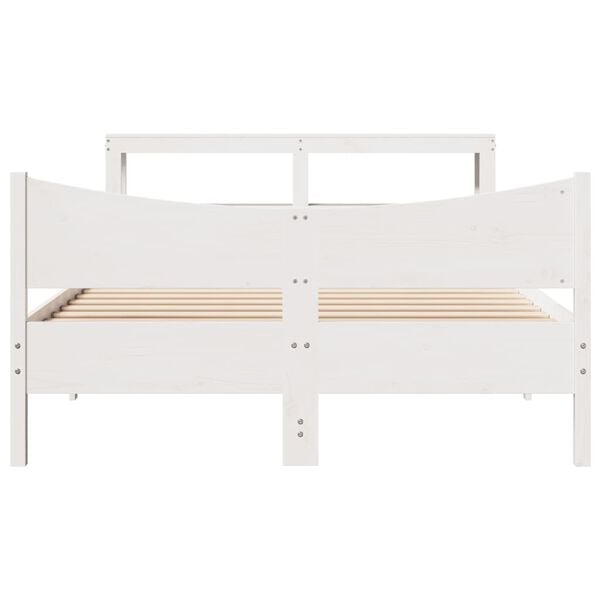 vidaXL Giroletto con Testiera Bianco 140x190 cm in Legno Massello Pino