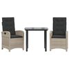 vidaXL Set Pranzo da Giardino 3pz con Cuscini Grigio Chiaro Polyrattan
