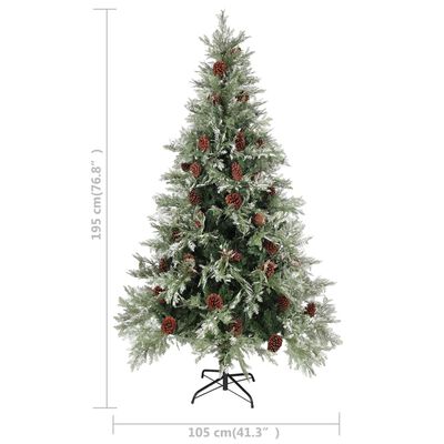 vidaXL Albero di Natale con Pigne Verde e Bianco 195 cm in PVC e PE