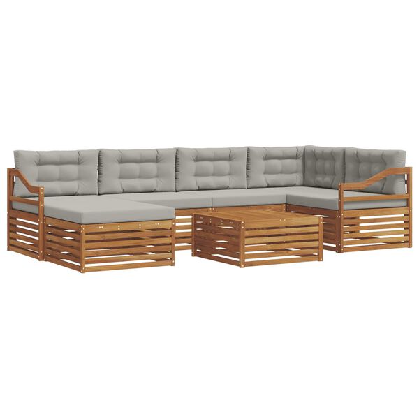 vidaXL Set di divani da esterno 7 pcs Grigio Naturale e Chiaro