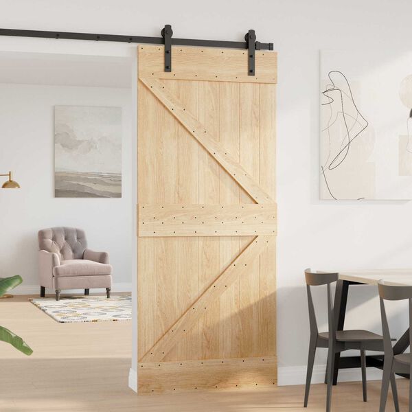 vidaXL Porta NARVIK Naturale 90 x 210 cm Legno di pino solido