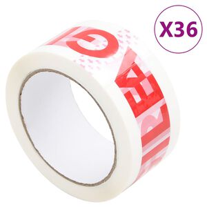 vidaXL Nastro da Imballaggio 36pz Stampa FRAGILE Bianco 48 mm x 66 m