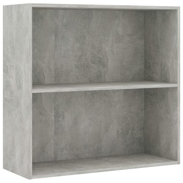 vidaXL Libreria 2 Ripiani Grigio Cemento 80x30x76,5 Legno Multistrato