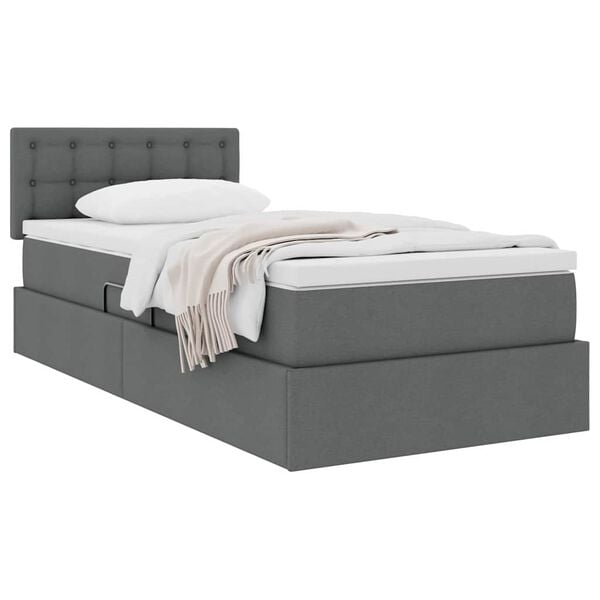 vidaXL Letto con contenitore e materasso Grigio scuro 90 x 200 cm
