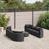 vidaXL Set Divani da Giardino 9 pz con Cuscini Nero in Polyrattan