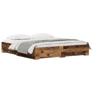 vidaXL Struttura del letto con cassetto Legno vecchio 180 x 200 cm