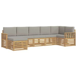 vidaXL Set di divani da esterno 6 pz Bianco e Grigio Chiaro Poliestere