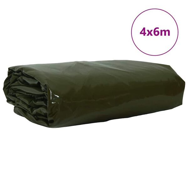 vidaXL Telo 650g / m&sup2; Verde oliva 4 x 6 m Tela con rivestimento in PVC