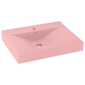 vidaXL Lavandino con Foro Rubinetto Rosa Opaco 60x46 cm in Ceramica