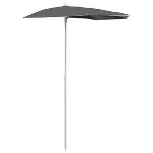 vidaXL Ombrellone Semicircolare con Palo 180x90 cm Antracite
