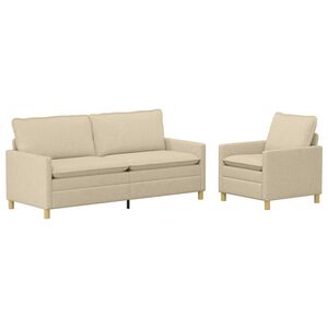 vidaXL Set di divani 2 pz Crema Tessuto
