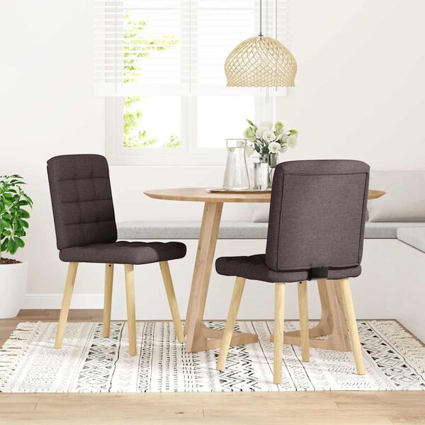vidaXL Sedie da Pranzo 2 pz Marrone Scuro in Tessuto