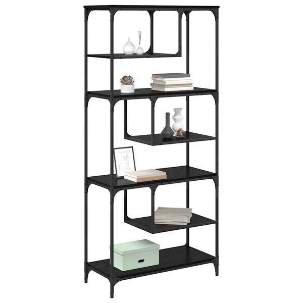 vidaXL Libreria Rovere nero 81 x 36 x 176 cm Legno multistrato