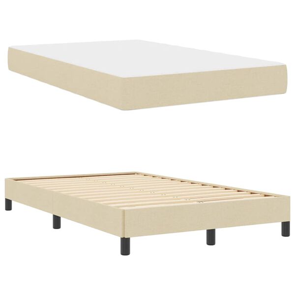vidaXL Letto a molle con materasso Crema 120 x 190 cm Tessuto