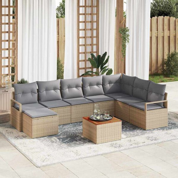 vidaXL Set Divano da Giardino 8 pcs Beige e Grigio Chiaro polyrattan