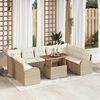 vidaXL Set Divano da Giardino 10 pcs Beige Poly Rattan
