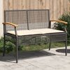 vidaXL Panca da Giardino con Cuscino Nera in Polyrattan e Legno Acacia