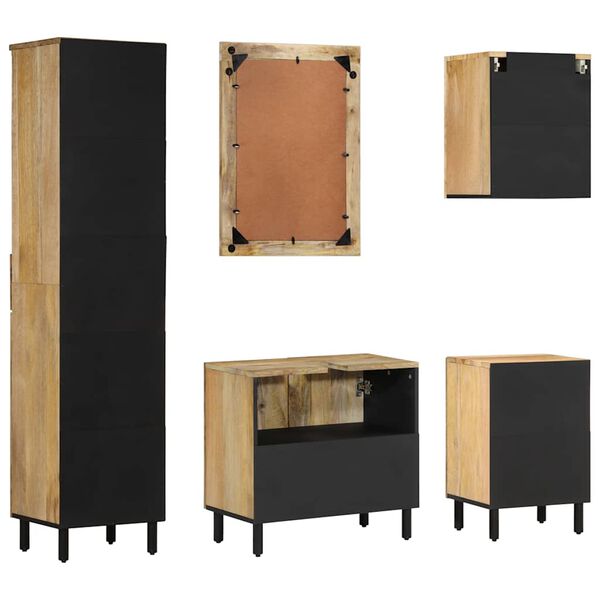vidaXL Set Mobili da Bagno 5 pz in Legno Massello di Mango