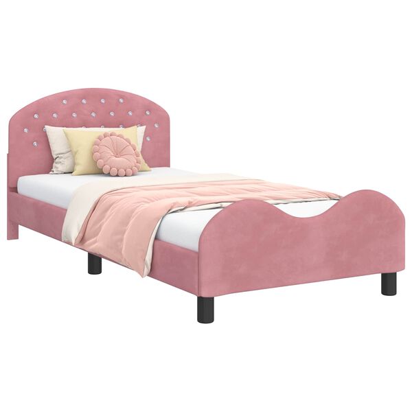 vidaXL Struttura letto bambini con testata Rosa 80 x 200 cm Velluto