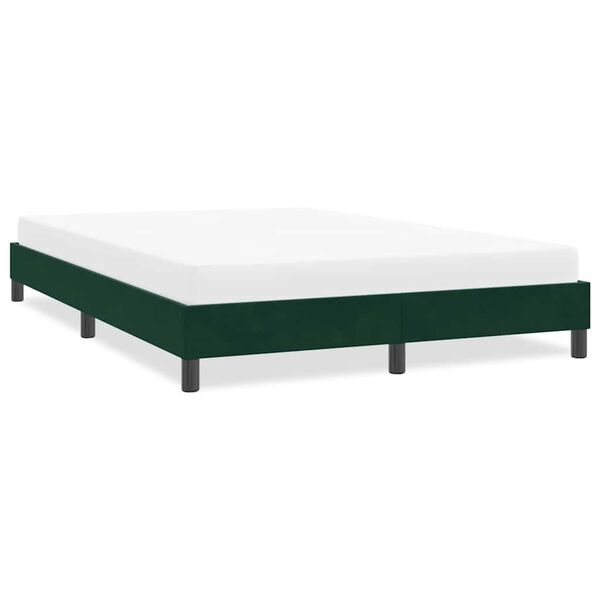 vidaXL Giroletto senza Materasso Verde Scuro 160x220 cm in Velluto