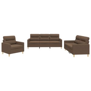 vidaXL Set di Divani 3 pz con Cuscini Marrone in Tessuto