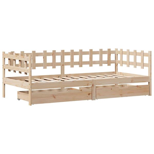 vidaXL Dormeuse con Cassetti 90x190 cm in Legno Massello Pino