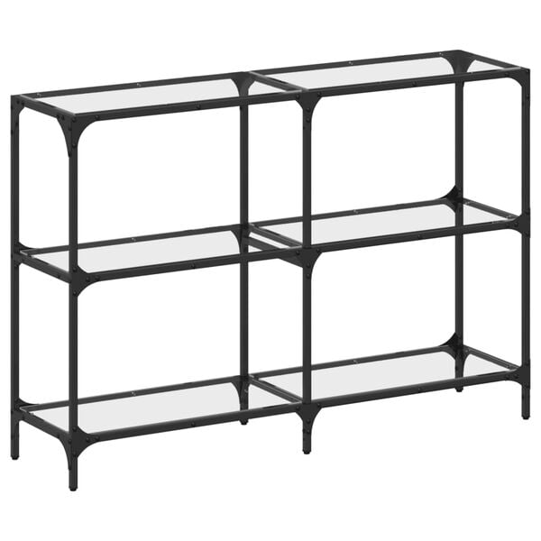 vidaXL Tavolino Consolle Piano Vetro Trasparente 118,5x30x81cm Acciaio
