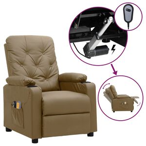 vidaXL Poltrona Massaggio Elettrica Cappuccino Similpelle