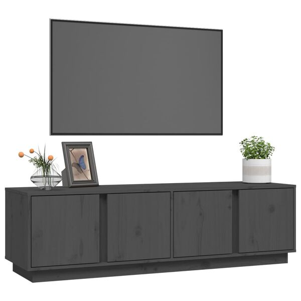 vidaXL Mobile Porta TV Grigio 140x40x40 cm in Legno Massello di Pino