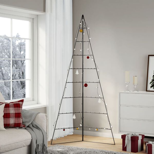 vidaXL Albero di Natale Decorativo in Metallo Nero 210 cm