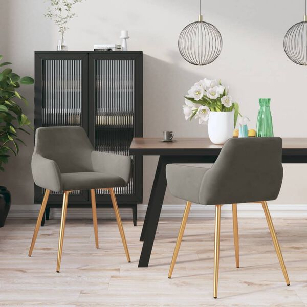 vidaXL Sedie da Pranzo 2 pz Grigio Scuro in Velluto