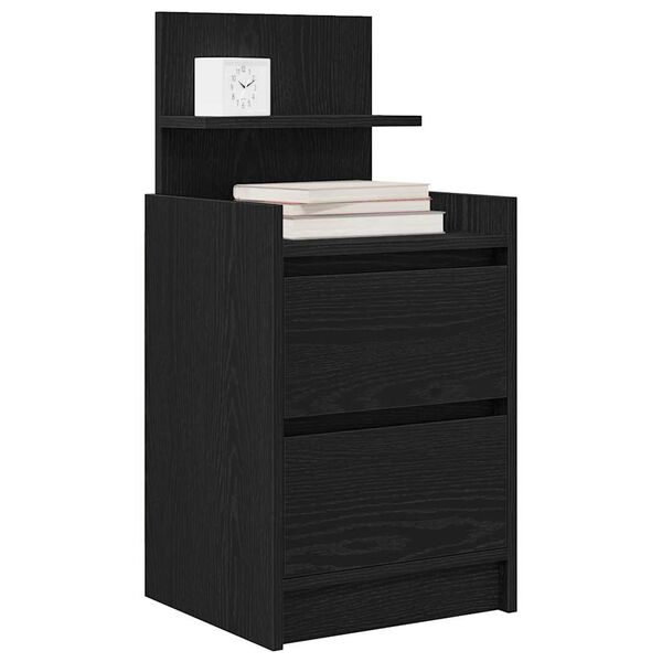 vidaXL Comodini con 2 Cassetti 2 pz Rovere Nero 38x34x80 cm